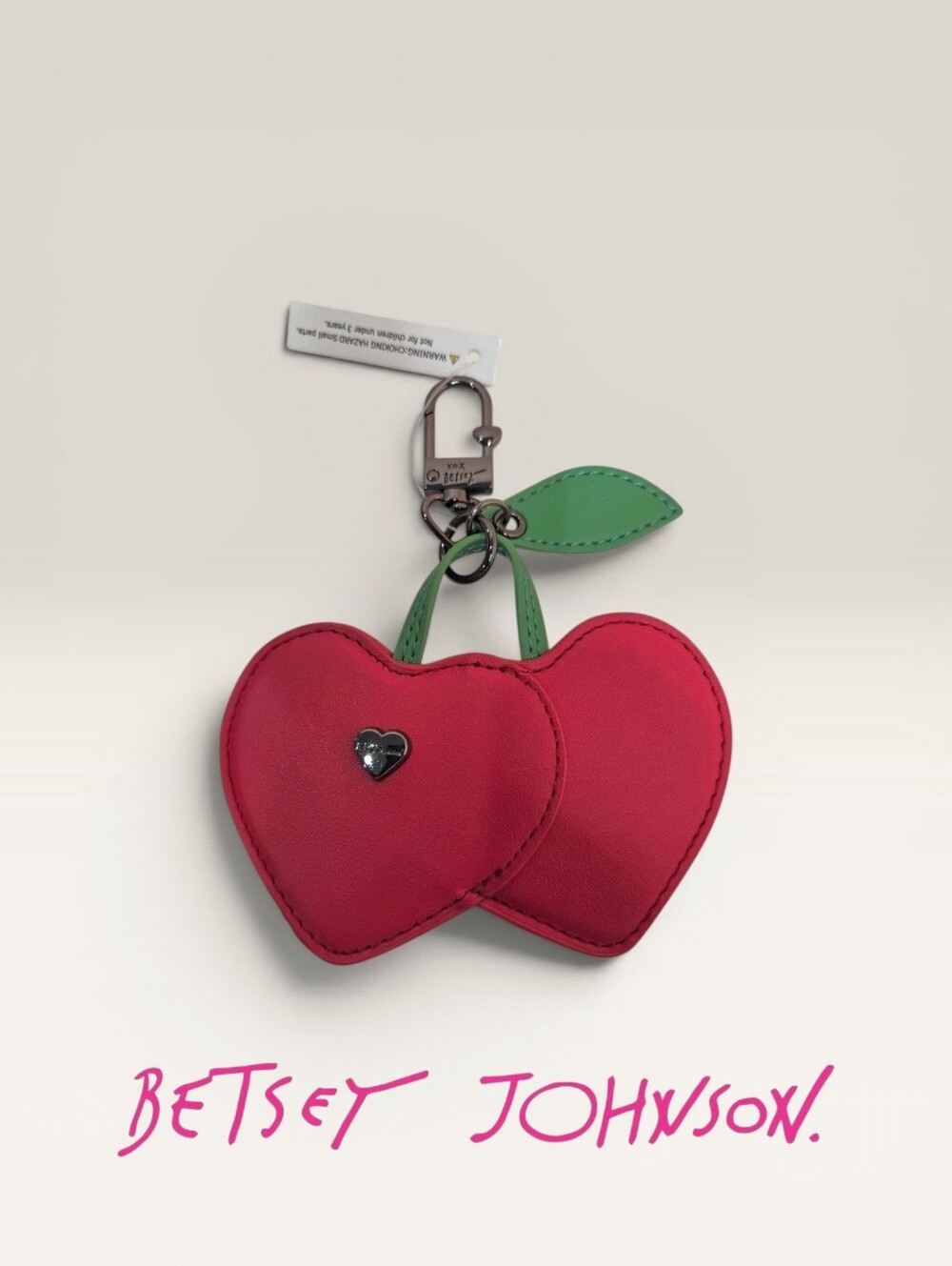 Betsey Johnson Heart Cherries Bag Charm